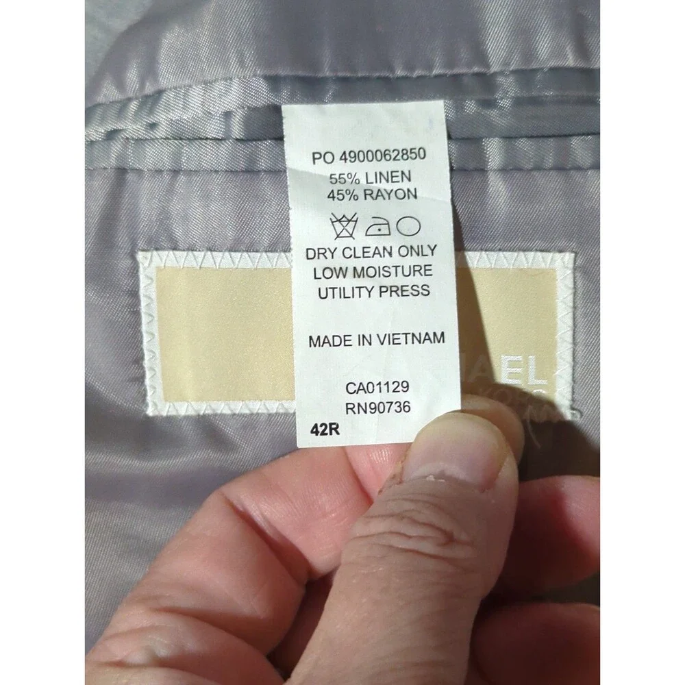 Michael By Michael Kors 42R Linen Blend Gray Sport Coat Vest Preppy Heritage